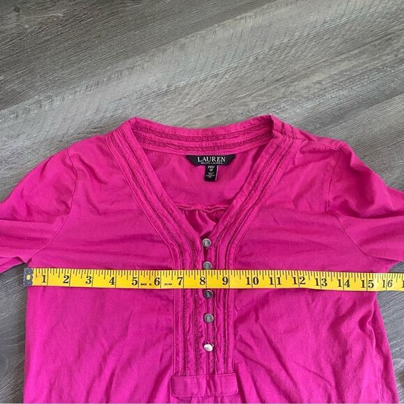 LAUREN Ralph Lauren Magenta Pink Blouse XS Petite Preppy - Picture 7 of 9
